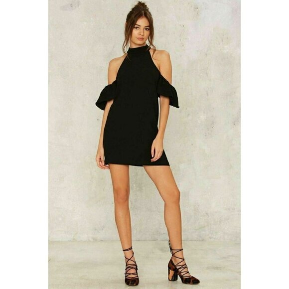 Nasty Gal Womens Black Ginny Halter Cold Shoulder - Picture 3 of 11